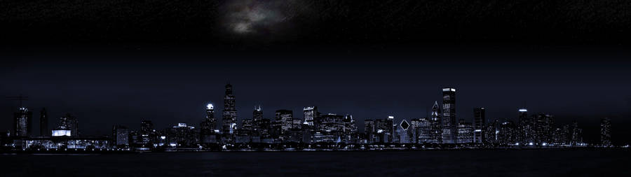 Panorama Urban City At Night Dark Aesthetic Wallpaper