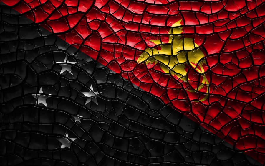 Papua New Guinea Cracked Flag Wallpaper