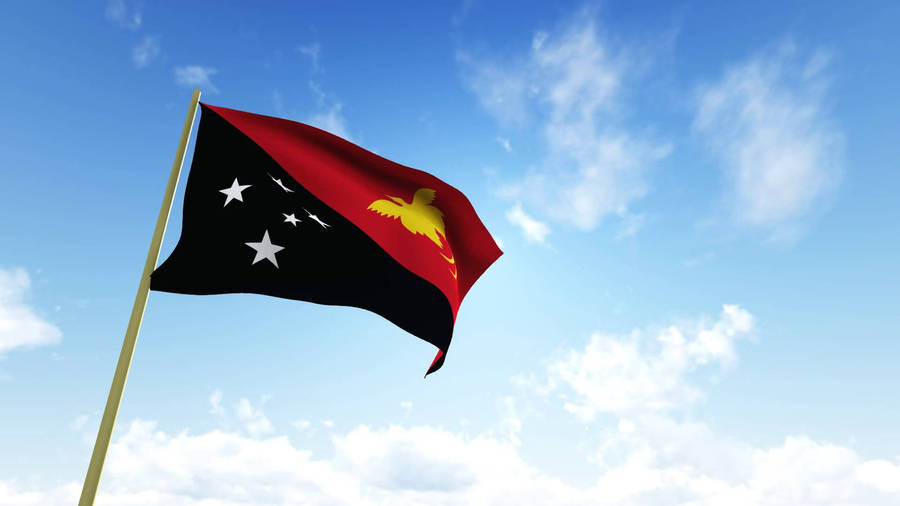 Papua New Guinea Flag On A Pole Wallpaper