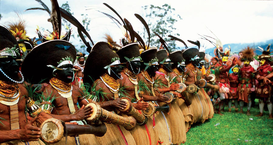 Papua New Guinea Natives Dancing Wallpaper