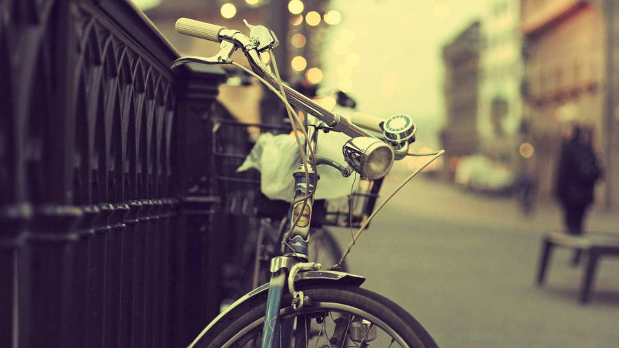 Parked Bike Vintage Aesthetic Laptop Wallpaper