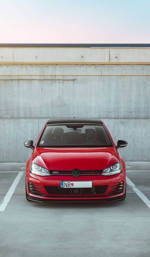 Parked Vw Golf Gti Red Wallpaper