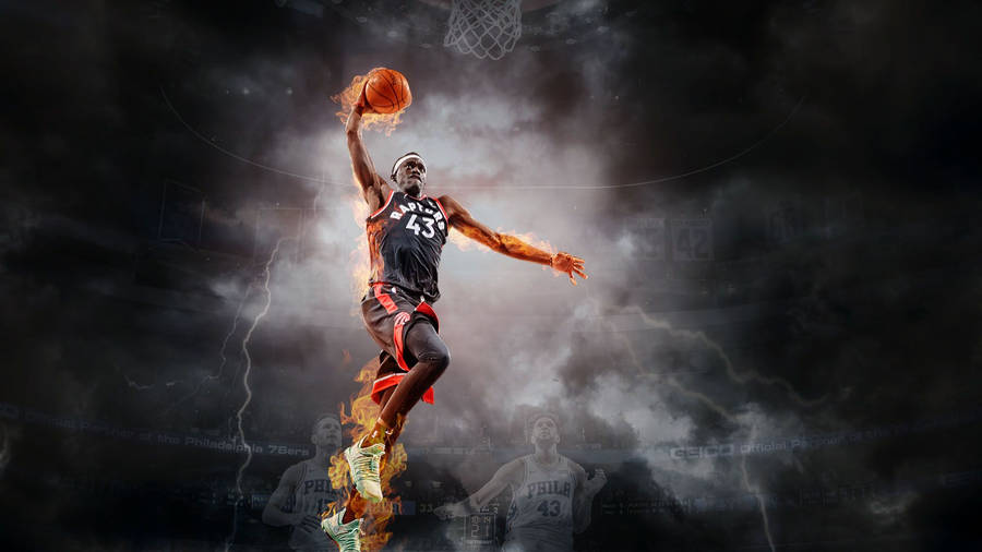 Pascal Siakam With Burning Ball Wallpaper