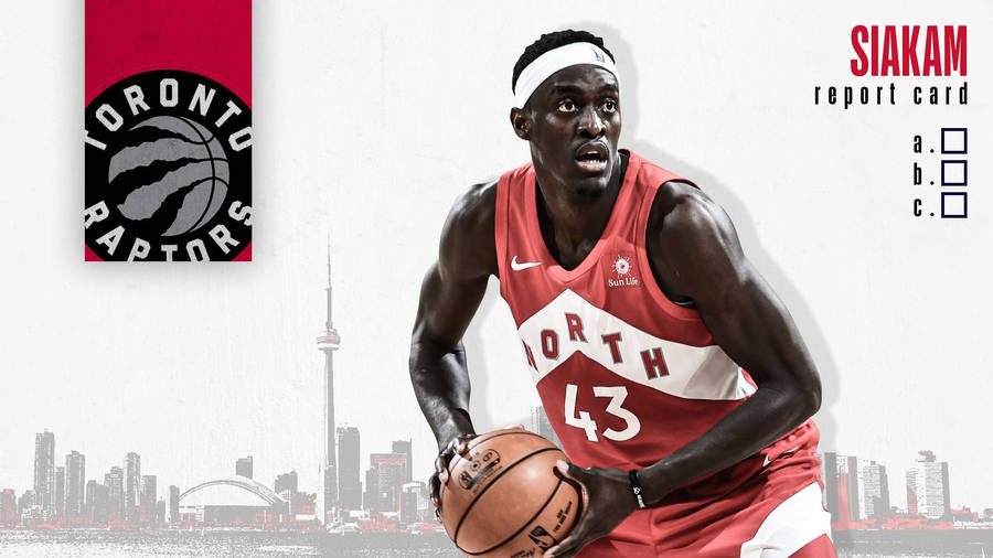 Pascal Siakam With Toronto Cityscape Wallpaper