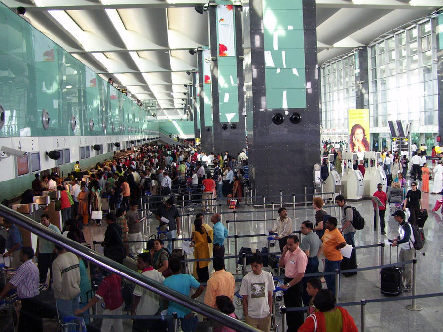 Passengers At Kempegowda Airport Wallpaper