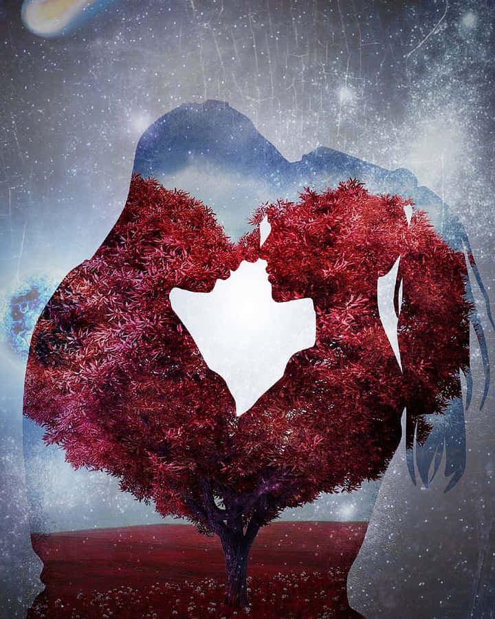 Passionate Couple Flower Art Wallpaper