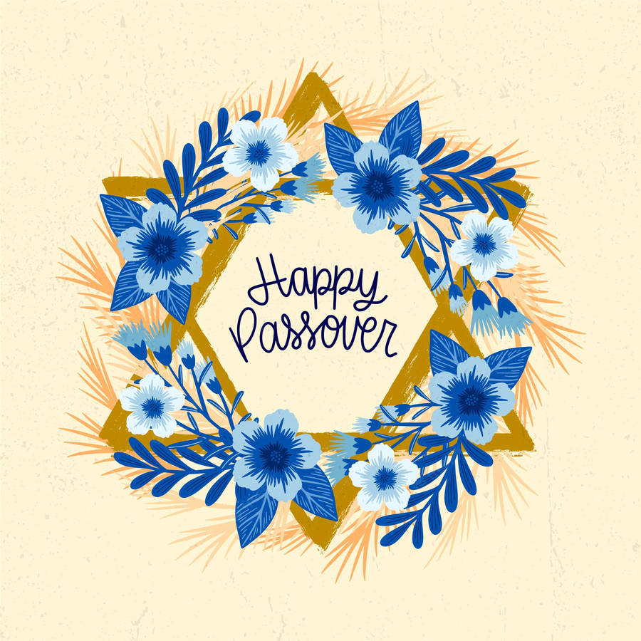 Passover Blue Flower Wreath Wallpaper