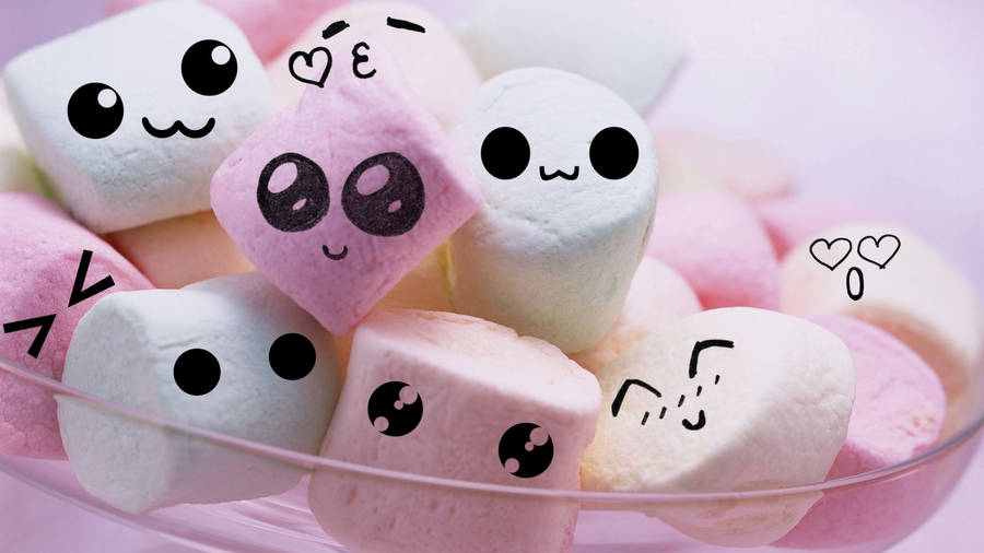 Pastel 3d Marshmallow Faces Wallpaper