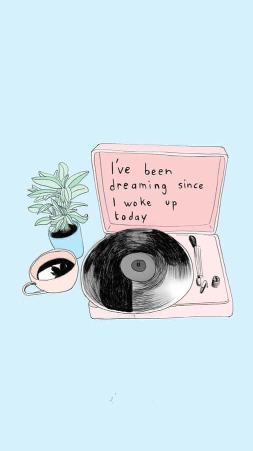 Pastel Aesthetic Anime Turntable With A Vinyl Record Wallpaper