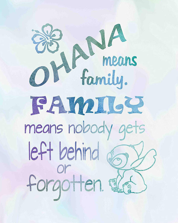 Pastel Aesthetic Stitch Ohana Quote Wallpaper