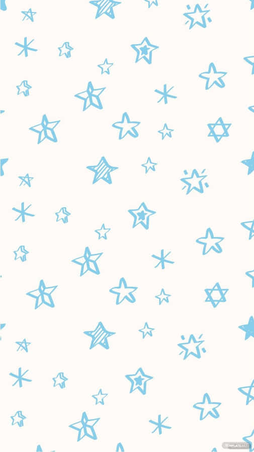 Pastel Blue Solid Stars Pattern Wallpaper