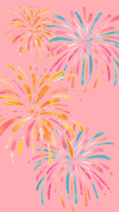 Pastel Color Fireworks Graphic Art Wallpaper