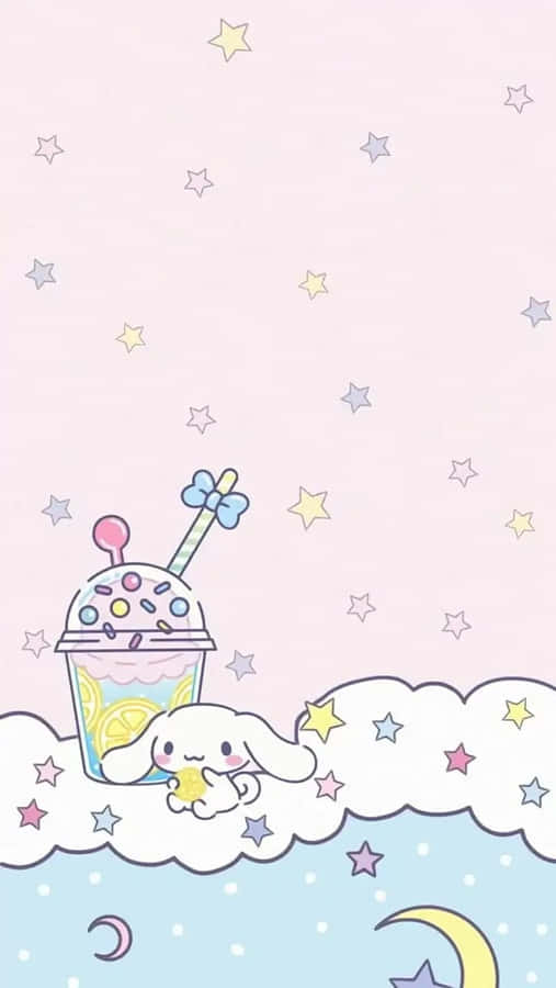 Pastel Dreamscapewith Cute Characterand Milkshake Wallpaper