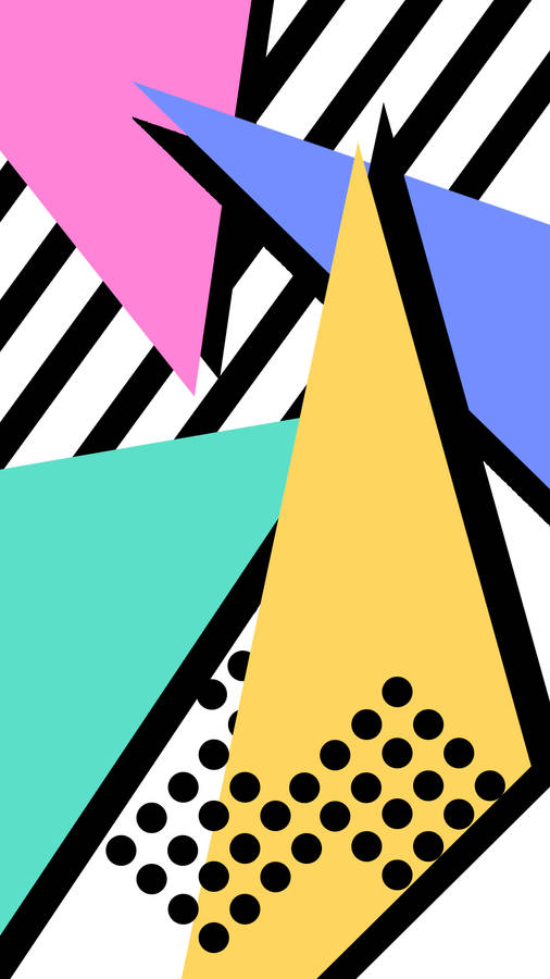 Pastel Geometric Shapes Retro Aesthetic Iphone Wallpaper