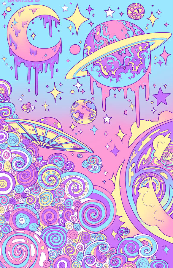 Pastel Goth Galaxy Portrait Wallpaper