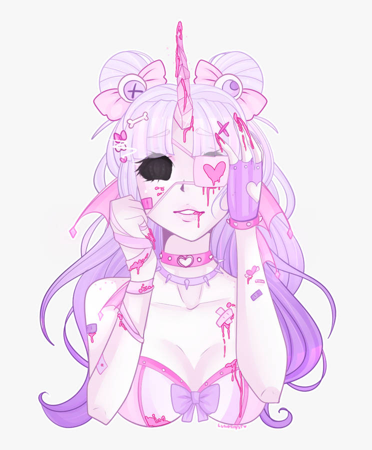 Pastel Goth Girl With Horn Wallpaper