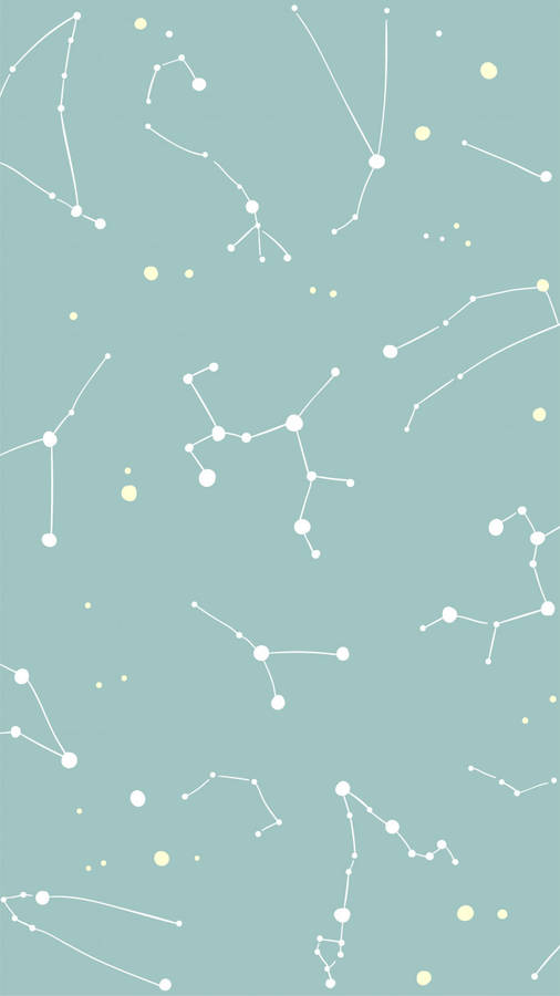 Pastel Green Aesthetic Constellations Wallpaper