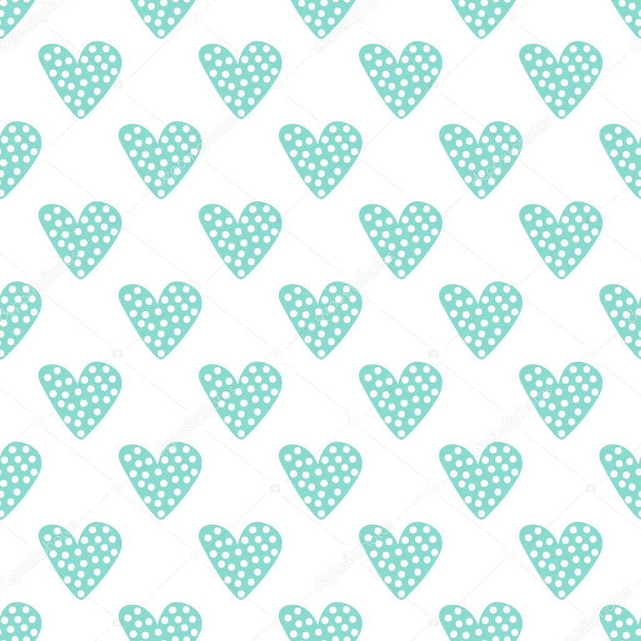 Pastel Green Dotted Hearts Wallpaper