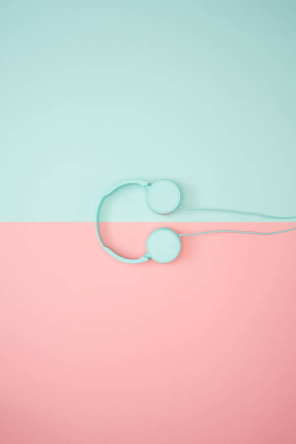 Pastel Iphone Green Pink Headphones Wallpaper