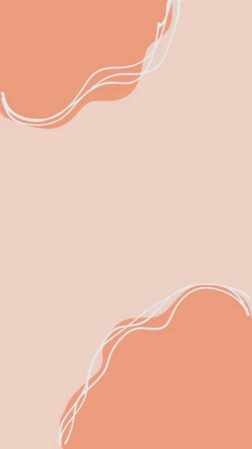 Pastel Peach Aesthetic White Wavy Line Wallpaper