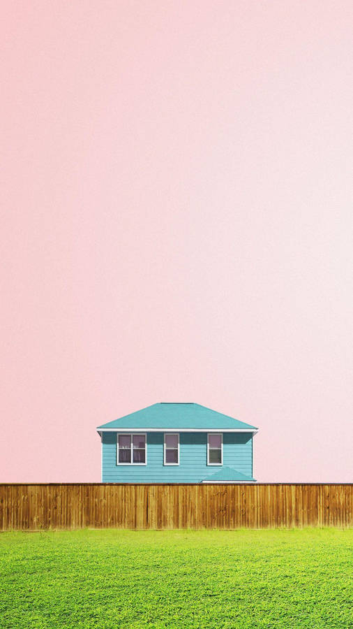 Pastel Phone Blue House Wallpaper