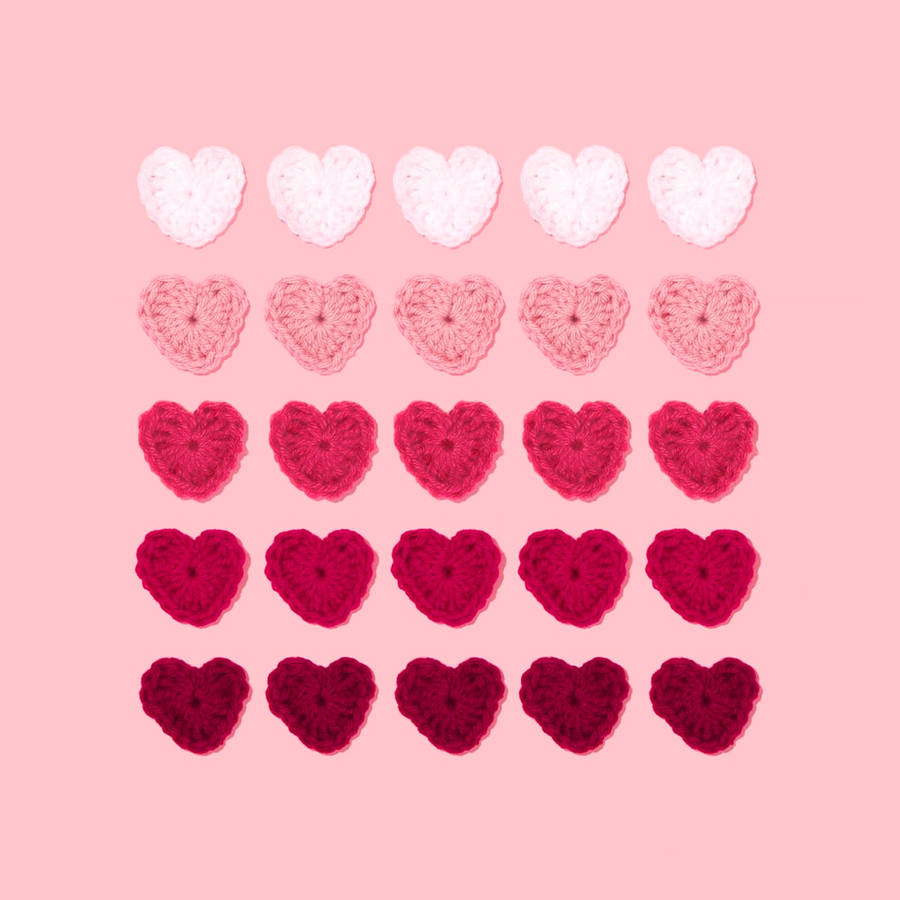 Pastel Pink Heart Crochet Appliques Wallpaper