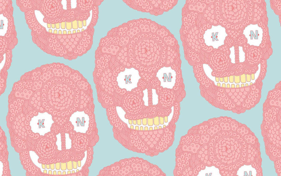 Pastel Pink Skull Aesthetic Indie Kid Wallpaper