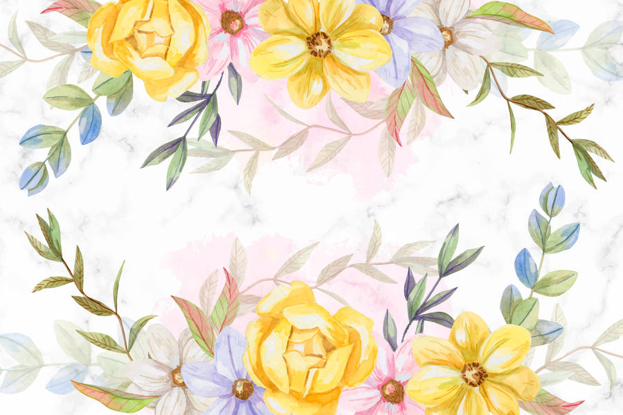 Pastel Yellow Floral Watercolor Art Wallpaper