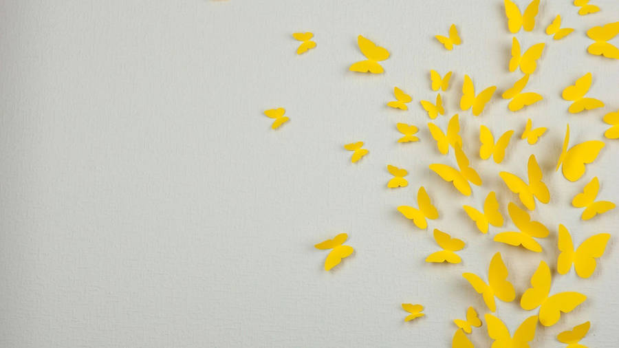 Pastel Yellow Paper Butterflies Wallpaper