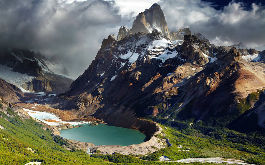 Patagonia Huge Crater With Blue Water Wallpaper