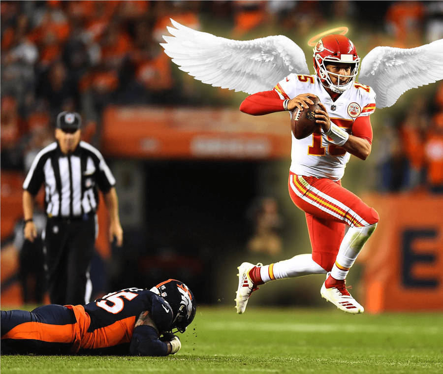 Patrick Mahomes With Wings Wallpaper