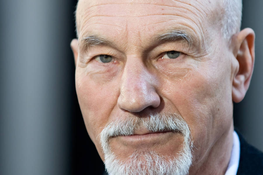 Patrick Stewart Bushy White Mustache Wallpaper