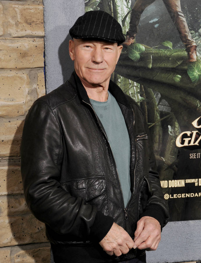 Patrick Stewart Flat Cap And Black Leather Jacket Wallpaper