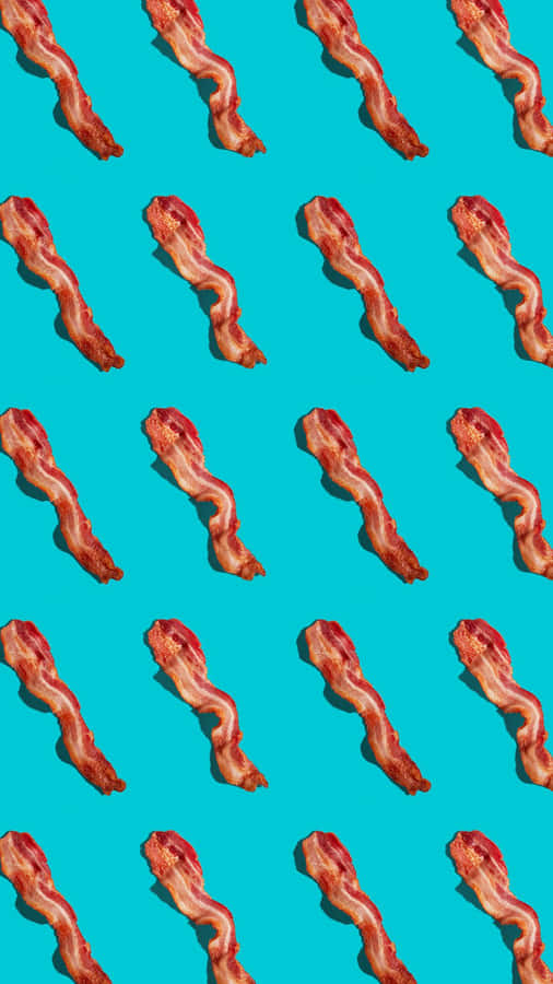 Patterned Bacon Stripson Blue Background Wallpaper