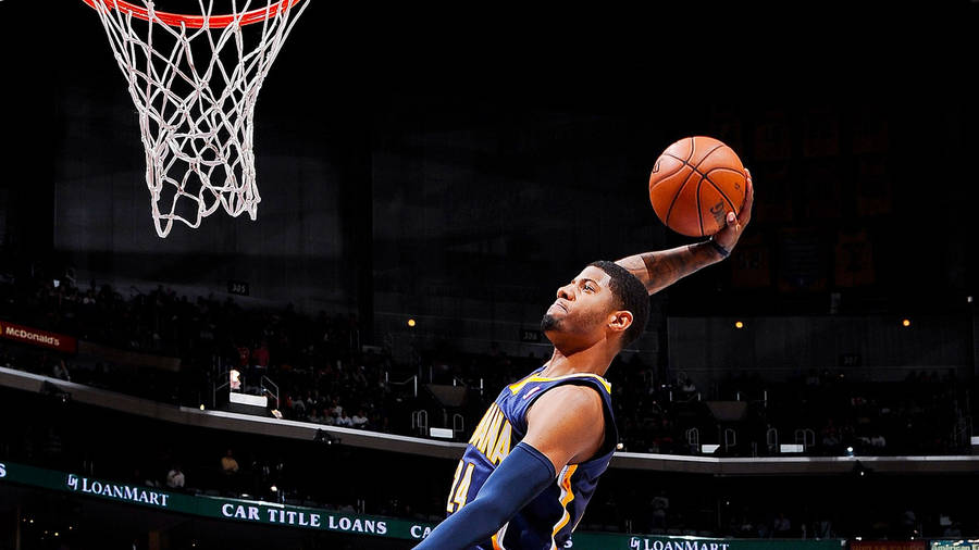 Paul George Mid-air Dunk Highlight Wallpaper