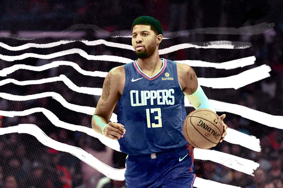 Paul George Of The Los Angeles Clippers Looks To Drive To The Basket During A Game. Wallpaper