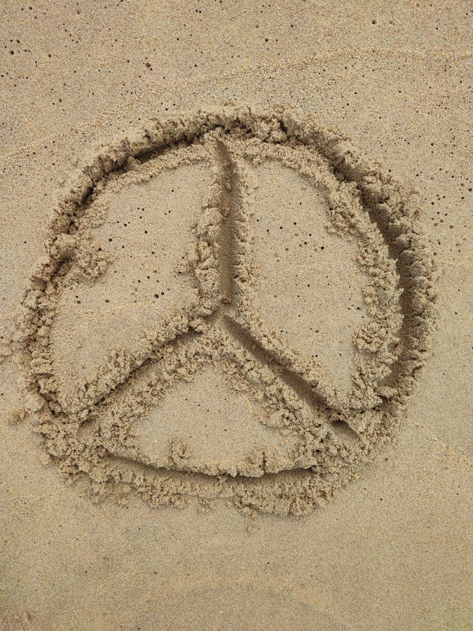 Peace Symbol Sand Drawing Wallpaper