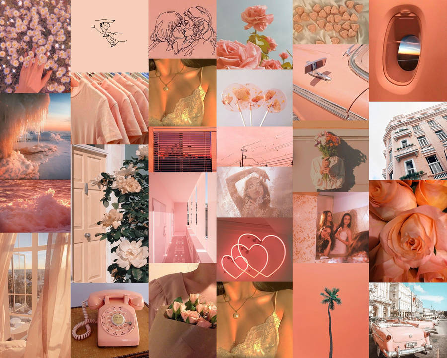 Peach Aesthetic Collage Wallpaper