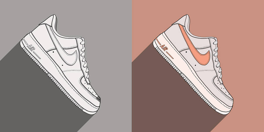 Peach And White Cartoon Nike Shoes Wallpaper