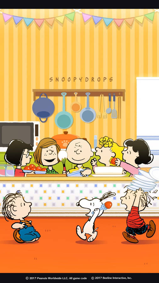 Peanuts Gang Preparing Thanksgiving Meal Wallpaper