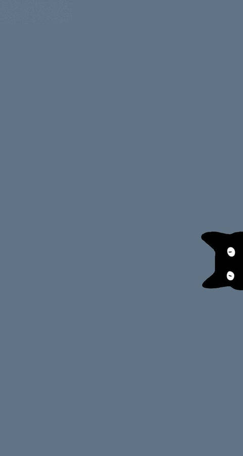 Peeking Black Cat Plain Aesthetic Wallpaper