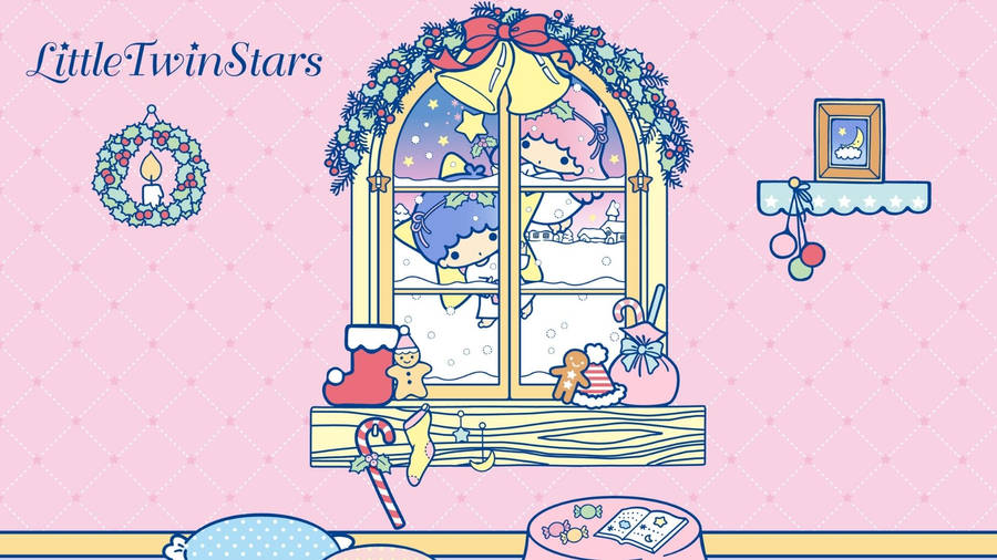 Peeking Little Twin Stars Wallpaper