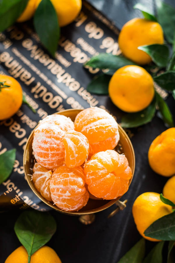 Peeled Citrus Fruit Clementine Overhead View Wallpaper