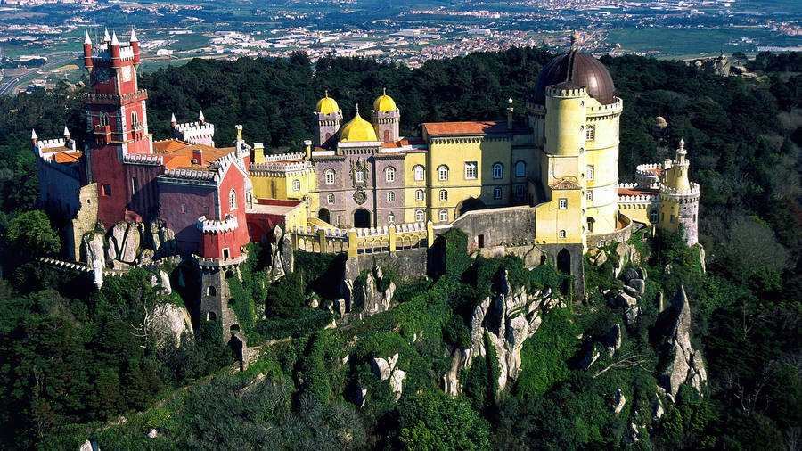 Pena Palace Sintra Aerial Shot Wallpaper