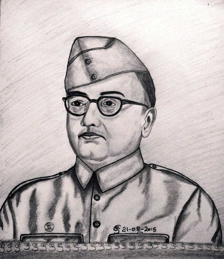 Pencil Drawing Of Netaji Wallpaper