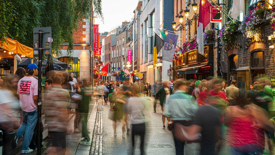 People Passing By At Dublin Wallpaper