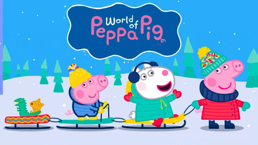 Peppa Pig Ipad Snow Sled Wallpaper