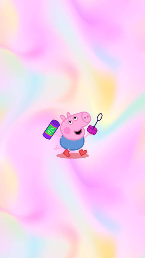 Peppa Pig Iphone George With Bubbles Wallpaper