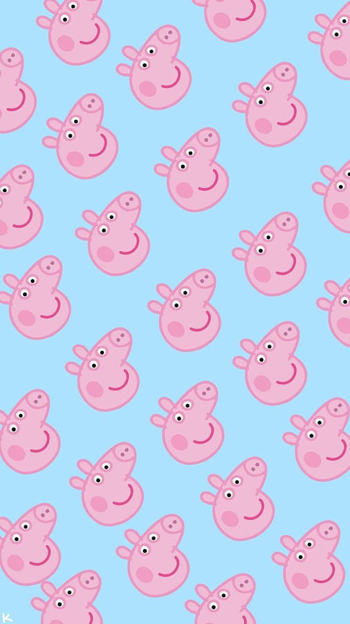 Peppa Pig Iphone Repeating Face Pattern Wallpaper