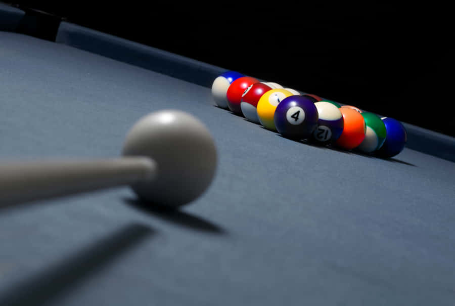 Perfectly Lined Shot On A Pool Table Wallpaper